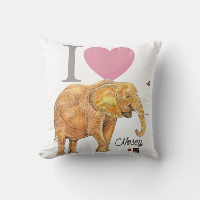 Coussin Nosey, un côté lance l'oreiller. (Recto)