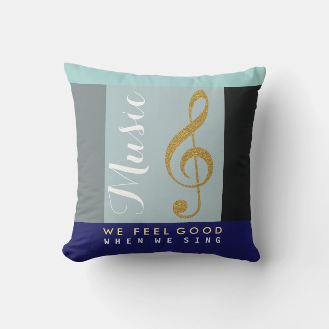 Coussin note de clef dorée, musique merveilleuse (Recto)