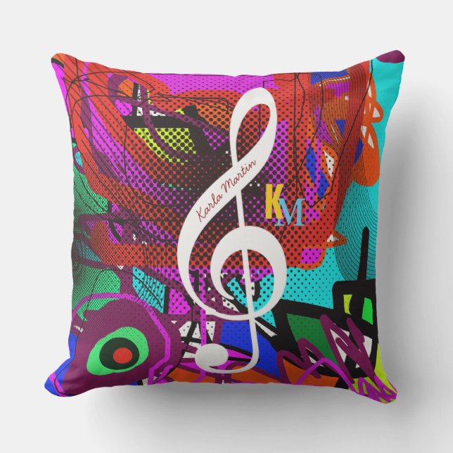Coussin note de musique sur abstrait (Recto)