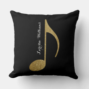 Coussin note musicale avec son nom or & noir