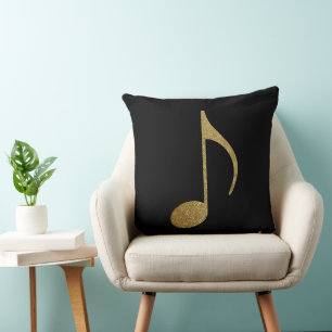 Coussin Note musicale or & noir