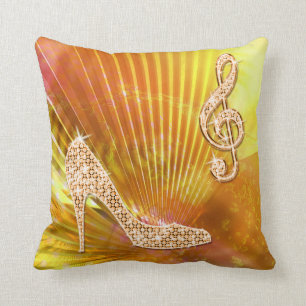 Coussin Note orange scintillante de musique et talon