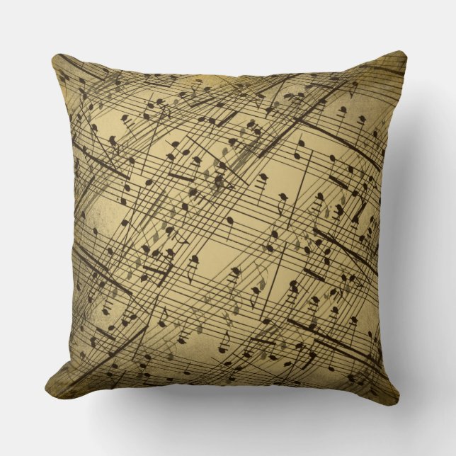 Coussin Notes classiques vintages de musique de feuille (Recto)