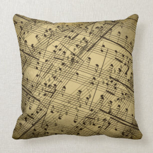 Coussin Notes classiques vintages de musique de feuille
