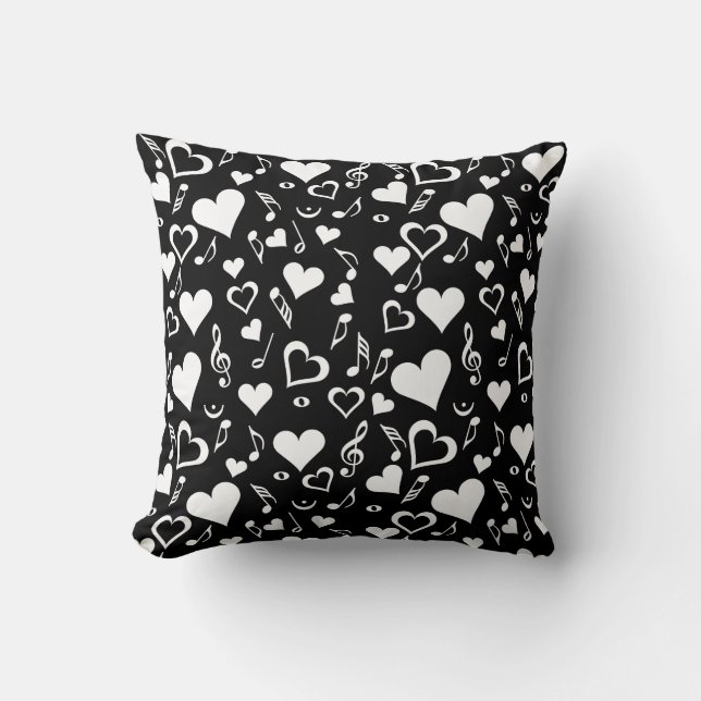 Coussin Notes de coeur et de musique (Recto)