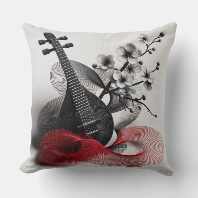 COUSSIN NOTES DE MUSIQUE BANJO EXPRESSIVES EN LIGNES NOIRE (Recto)
