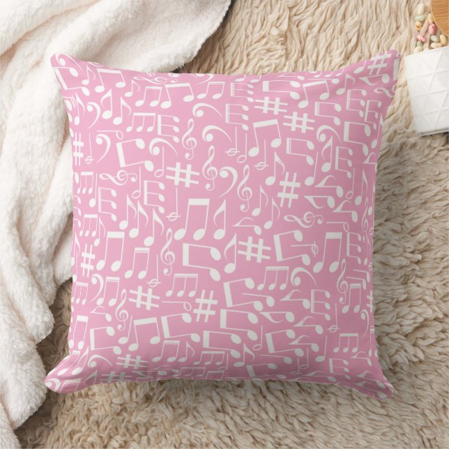 Coussin Notes de musique blanches dansantes Amoureux de mu (Couverture)