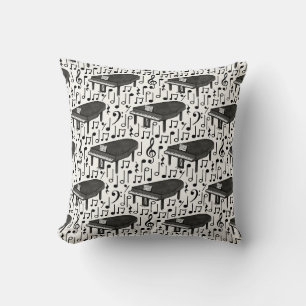 Coussin Notes de musique de piano à queue motif pianiste m