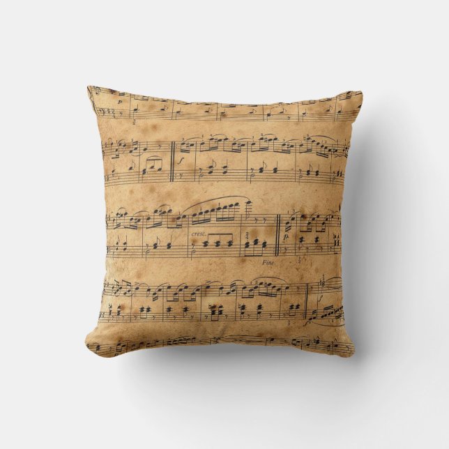 Coussin Notes de musique de style ancien avec fond de parc (Recto)