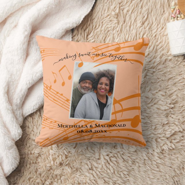 Coussin Notes de Musique Élégantes pour Mariage de Couple  (Couverture)