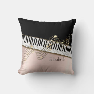 Coussin Notes de musique en or moderne, touches de piano e