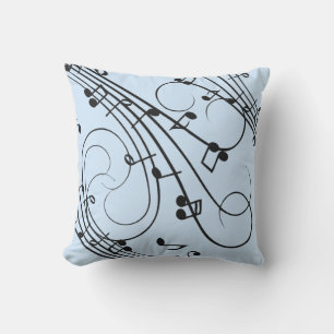 Coussin Notes de musique fantaisie Bleu