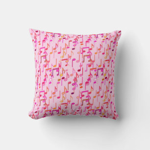 Coussin Notes de musique imprimées - rose, multicolore