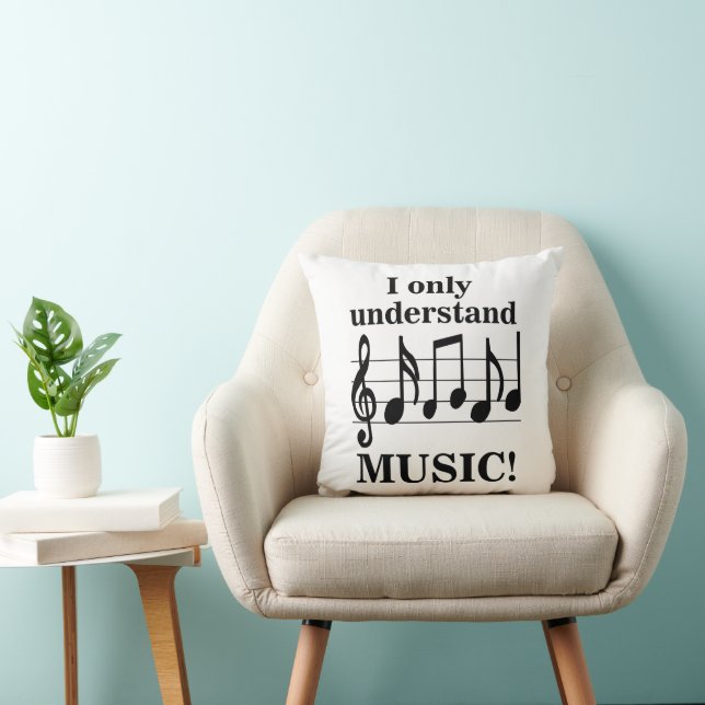Coussin Notes de musique noir et blanc Musicien  (Chaise)