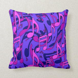 Coussin Notes de Musique Tourbillonnant Rose Violet Bleu M
