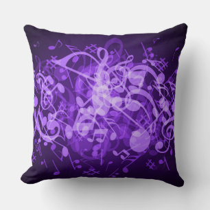 Coussin Notes de musique vive pourpre Pillow