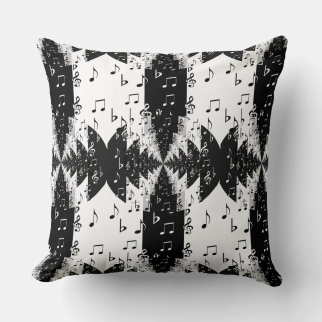 Coussin Notes Echo Noir & Blanc Lancer l'oreiller 2 (Recto)