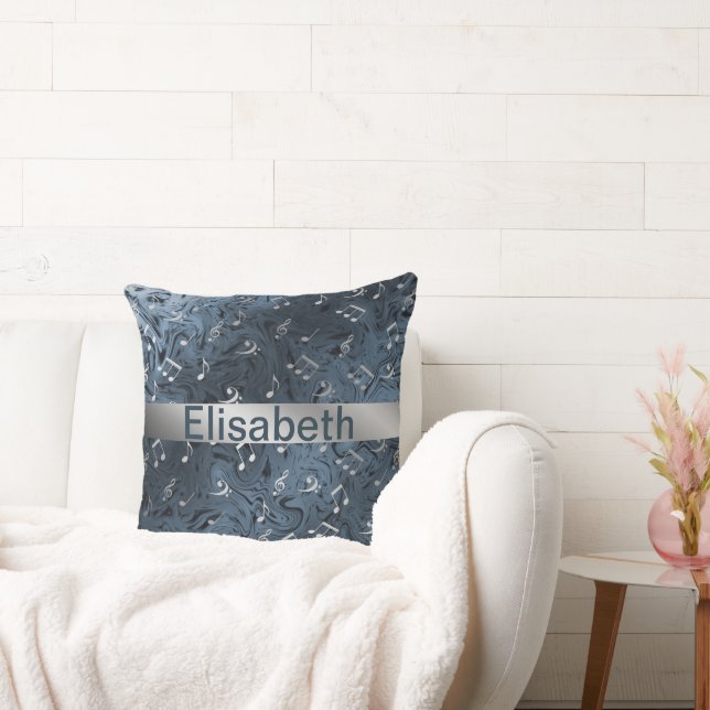 Coussin notes élégantes de musique argentée dans un oreill (Canapé)