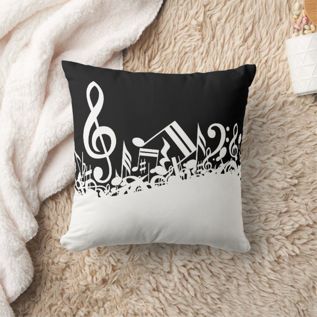 Coussin Notes musicales blanches sur le noir (Couverture)