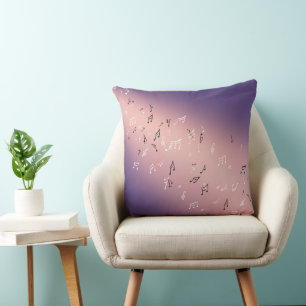 Coussin Notes musicales dans Lilac Pink