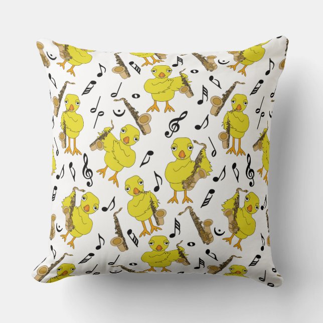Coussin Notes musicales de Sax Chick Saxophones (Recto)