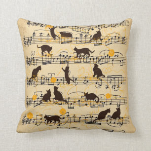 Coussin Notes musicales et chatons