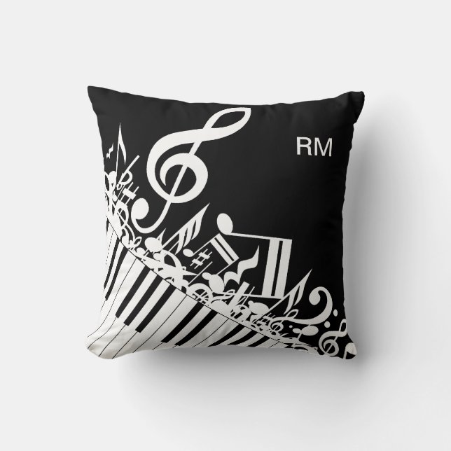 Coussin Notes musicales et clés brouillées personnalisées (Recto)