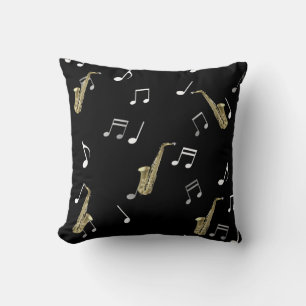 Coussin Notes musicales et saxophones Jazzy