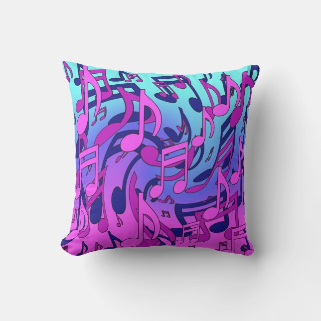 Coussin Notes musicales Motif d'Aqua bleu violet rose vif (Recto)