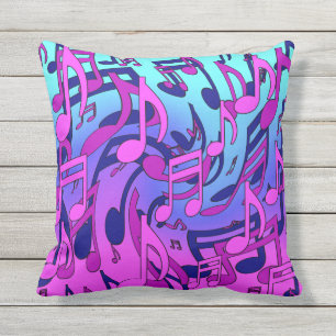 Coussin Notes musicales Motif d'Aqua bleu violet rose vif
