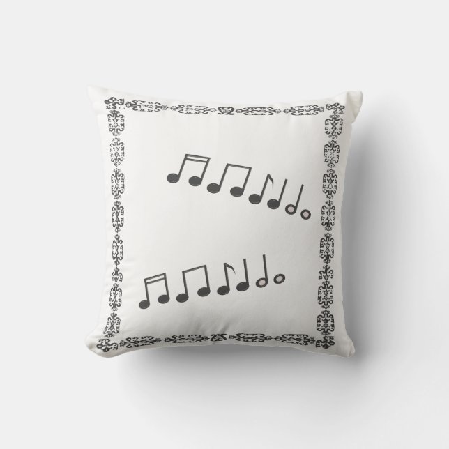 Coussin Notes musicales noires et blanches élégantes Couss (Recto)