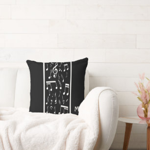 Coussin Notes musicales triées noir et blanc