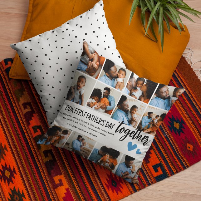 Coussin Notre 1ère Fête des pères Ensemble ! Collage de ph (Créateur téléchargé)