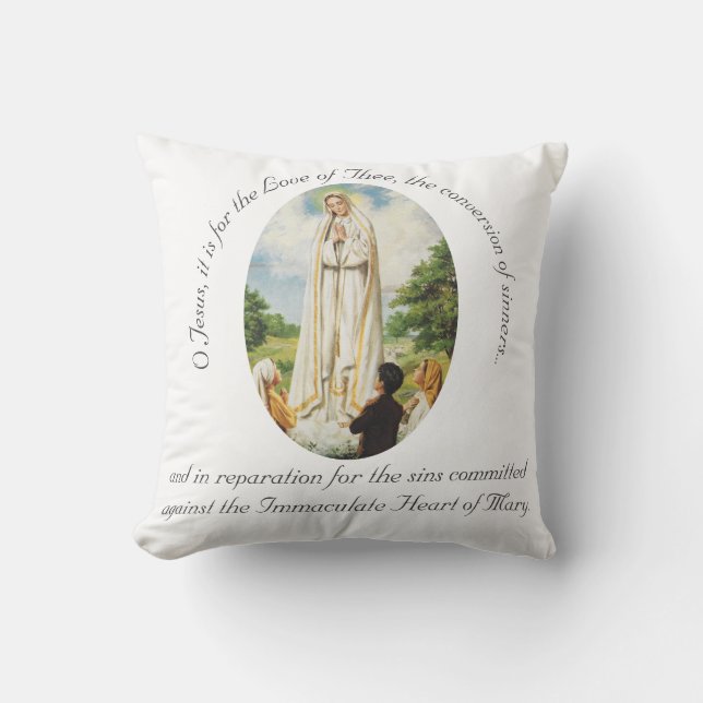 Coussin Notre-Dame de Fatima Personnalisée (Recto)
