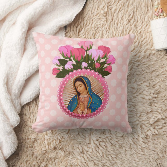 Coussin Notre-Dame de Guadalupe Roses roses roses (Couverture)