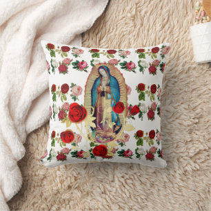 Coussin Notre-Dame de Guadalupe Vierge Rose Marie Saint