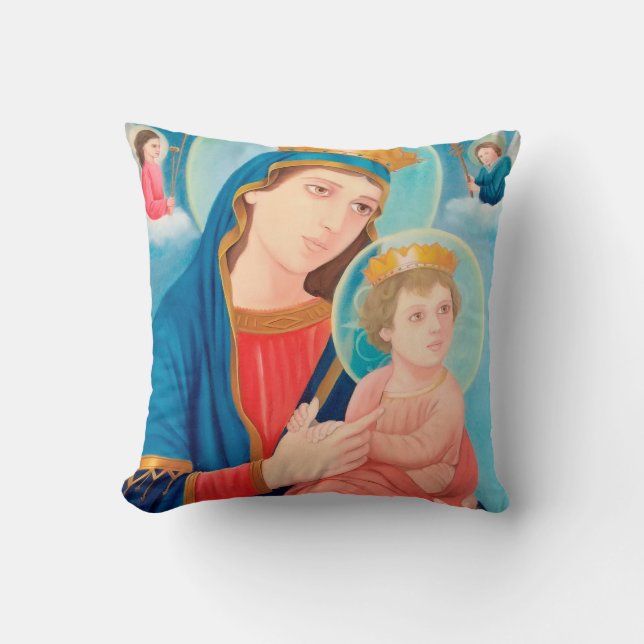 Coussin Notre-Dame de Perpétuel aide catholique (Recto)
