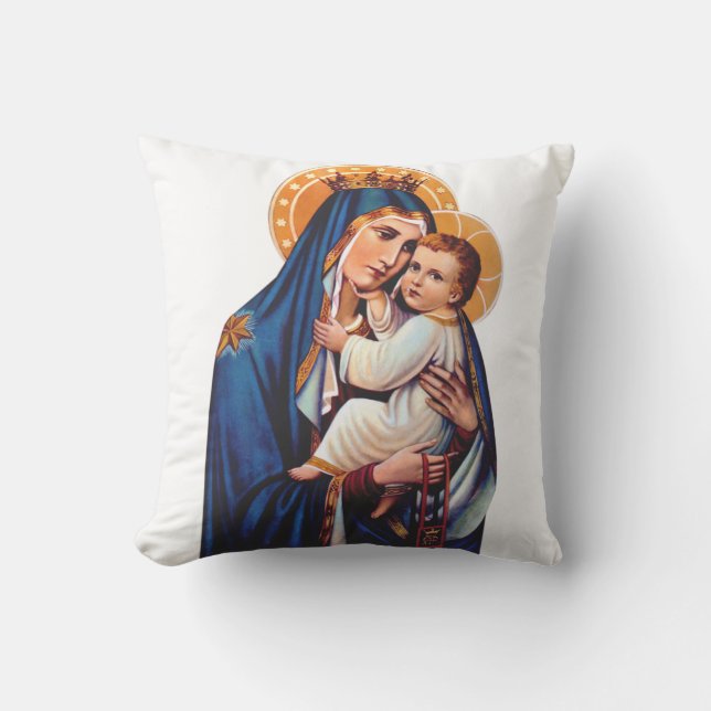 Coussin Notre-Dame du Mont-Carmel Art dévotionnel (Recto)