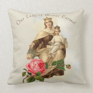 Coussin Notre Dame du Mont Carmel Baby Jésus Prière