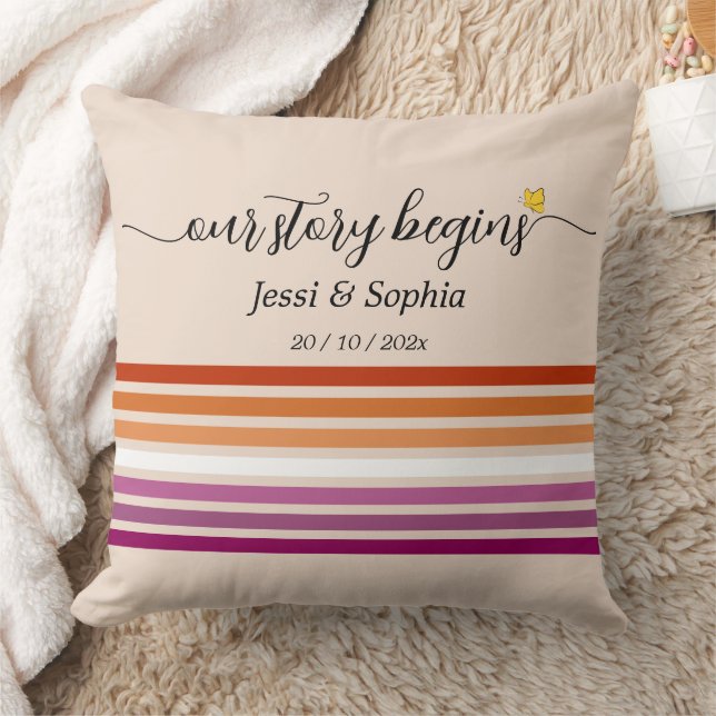 Coussin Notre histoire commence Drapeau lesbien coucher de (Couverture)