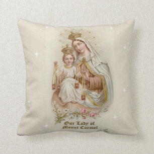 Coussin Notre Madame du mont Carmel avec le bébé Jésus