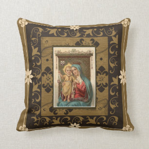 Coussin Notre Madame du mont Carmel avec le bébé Jésus
