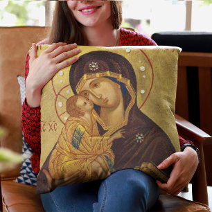 Coussin Notre mère aide perpétuelle avec le bébé Jésus