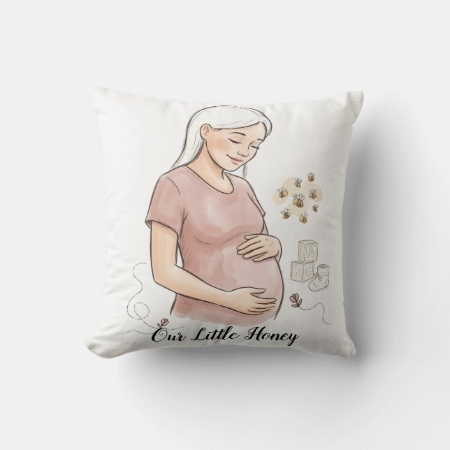 Coussin Notre Petit Miel  Annonce de Grossesse Adorable (Recto)