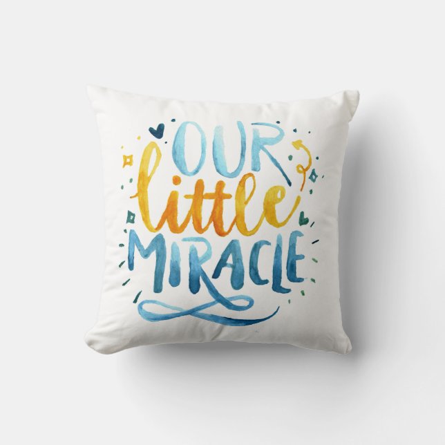 Coussin Notre petite citation Miracle Watercolor Baby Boy (Recto)