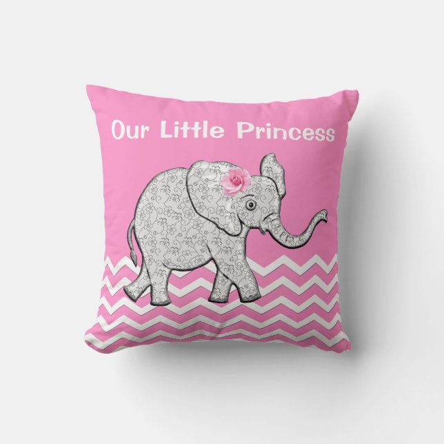Coussin Notre petite princesse Pink Baby Elephant Pillows (Recto)