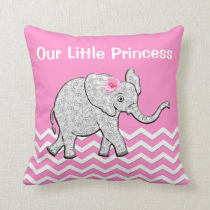 Coussin Notre petite princesse Pink Baby Elephant Pillows