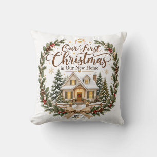 Coussin Notre Premier Noël dans Notre Nouvelle Maison Orne