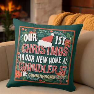Coussin Notre premier Noël dans notre nouvelle maison Trés