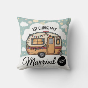 Coussin Notre premier Noël de mariage 2025 Camionnette r